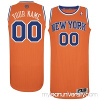 Men's New York Knicks Orange Custom Authentic Jersey - 1562163